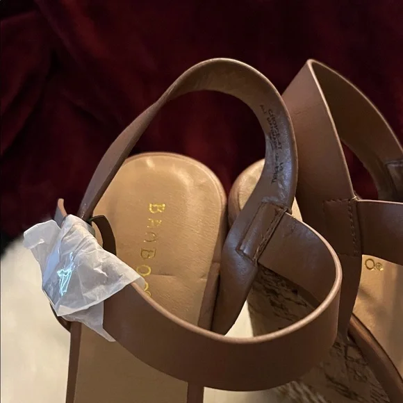 NWT Bamboo Buckle Strap Wedge Sandals Brown - Picture 7 of 13